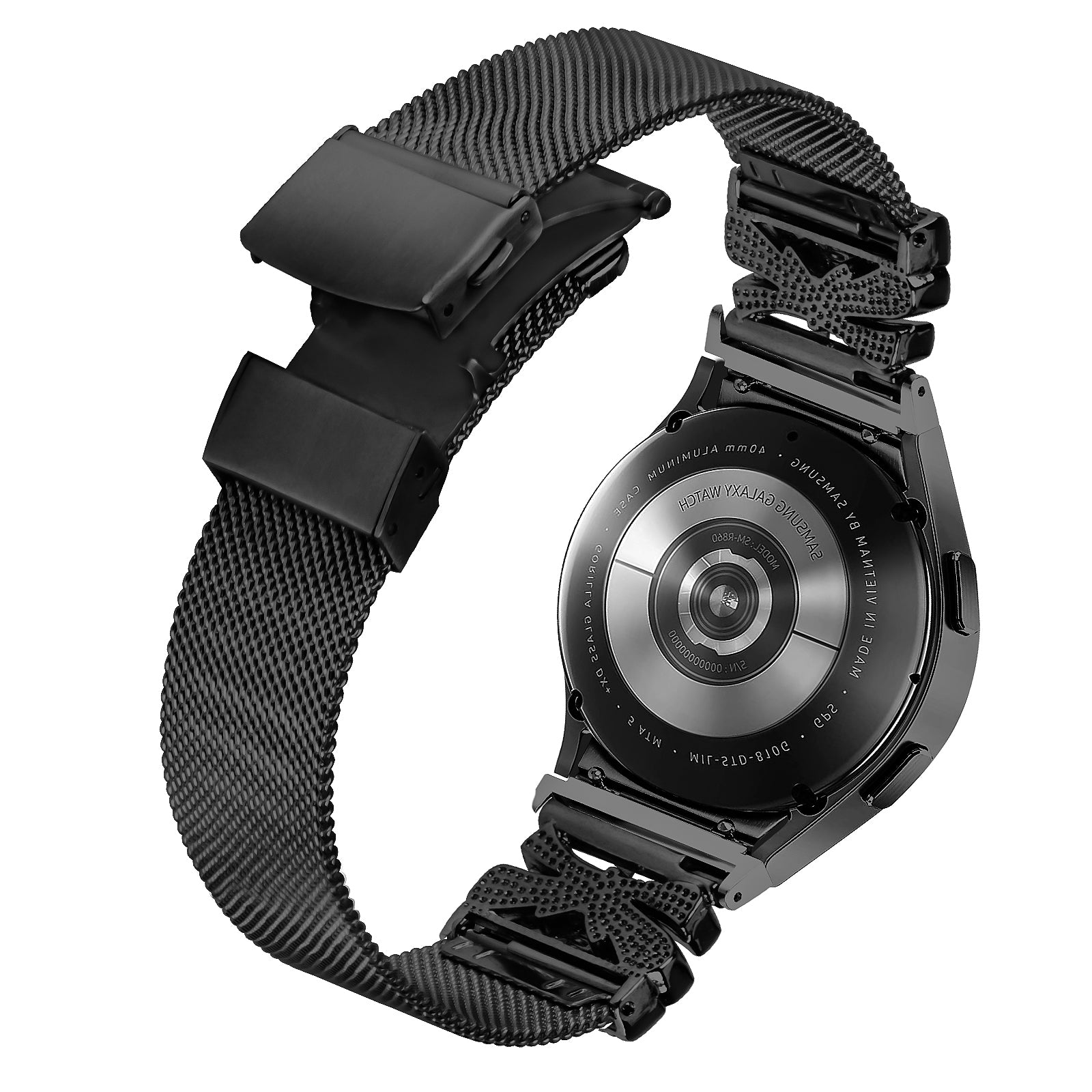 For Samsung Galaxy Watch6 / Watch6 Classic Rhinestone Stainless Steel Watch Strap Black Bracelet For Samsung Galaxy Watch6 / Watch6 Classic Rhinestone Stainless Steel Watch Strap Black Bracelet